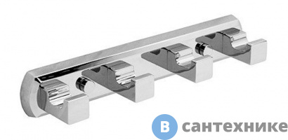 картинка Кронштейн настенный WasserKRAFT Lippe K-6574, 4 крючка металл, хромоникелевое покрытие