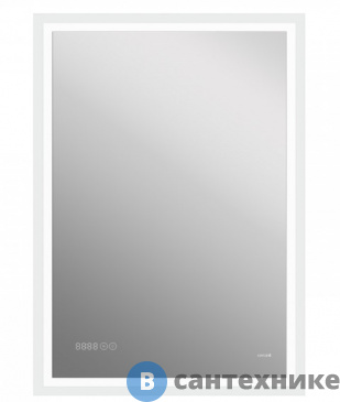картинка Зеркало Cersanit LED 080 design pro 60x85 с подсветкой часы с антизапотеванием прямоугольное (KN-LU-LED080*60-p-Os)