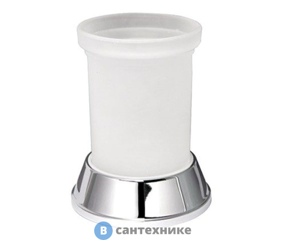 Стакан для зубных щеток WasserKRAFT Donau K-2428 металл, хромоникелевое покрытие, матовое стекло