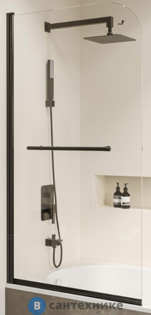 Шторка на ванну RGW SC-114B чёрный/Прозрачное/6 мм 80*140 (411111408-14)