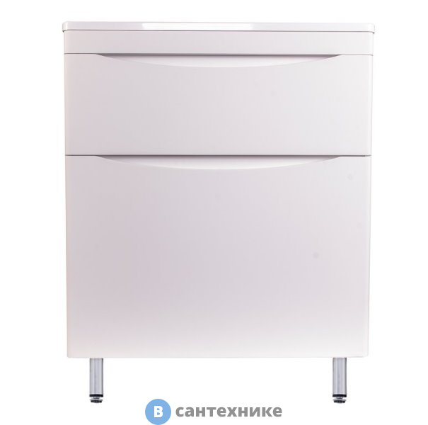 Тумба под раковину Style line Бергамо мини 70 (2 ящ.) Люкс антискрейтч белый, напольная PLUS (2000949236575)