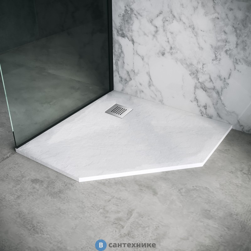 Душевой поддон Grossman Strong GR-S19090D (90*90*2,5) из искусственного камня трапеция белый