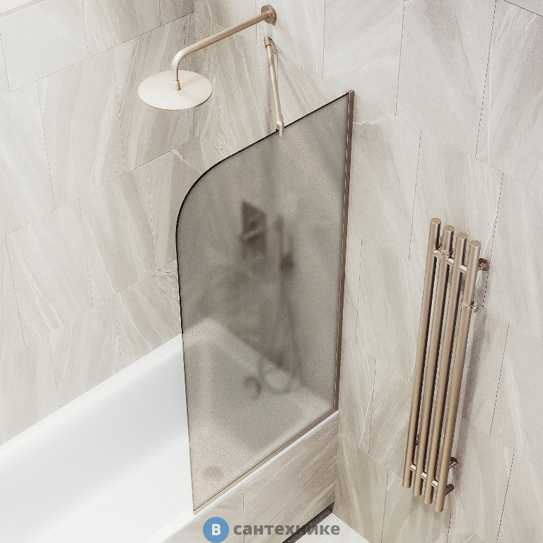 Шторка для ванны в профиле MaybahGlass 1400*300 Стекло 8 мм Бронза матовая (MGV-249-2у)