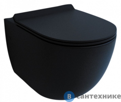 картинка Унитаз подвесной ESBANO FORTEX безободковой, с микролифт, чёрный матовый