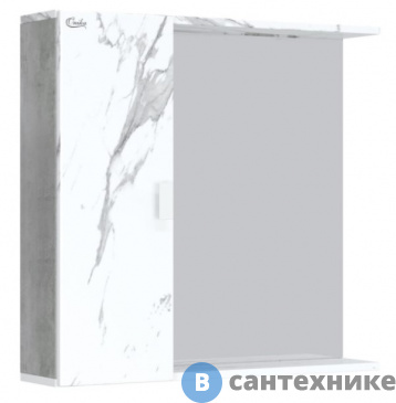 картинка Шкаф-зеркало Onika МАРБЛ 75.00 мрамор/камень бетонный универсальный (207524)