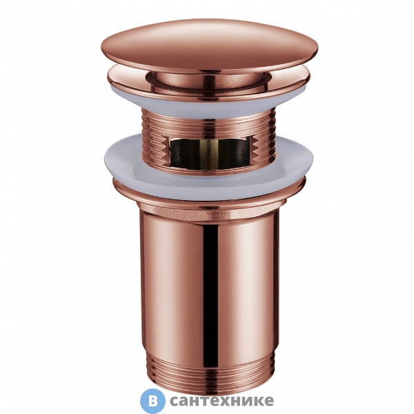 Донный клапан ABBER AF0010MRG с переливом, розовое золото матовое