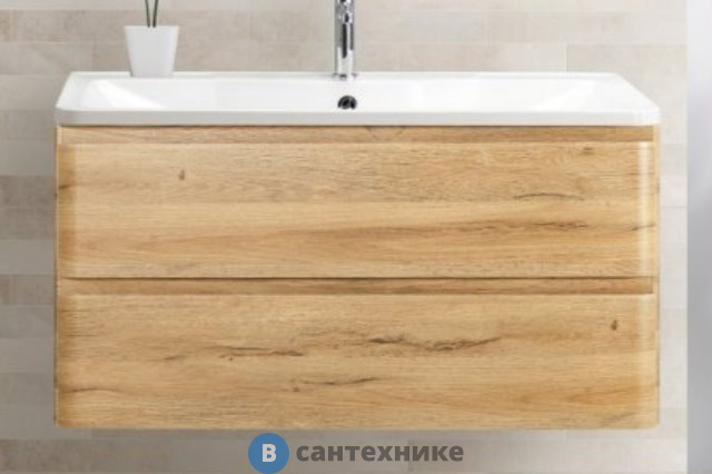 Тумба под раковину BelBagno 90 см ALBANO-900-2C-SO-RR подвесная с двумя выкатными ящиками, Rovere Rustico