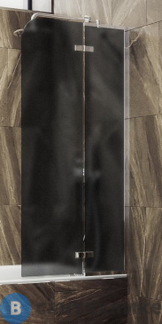 картинка Шторка для ванны поворотная с добором MaybahGlass 1400*990 Стекло 6 мм Графит матовый (MGV-919-4)