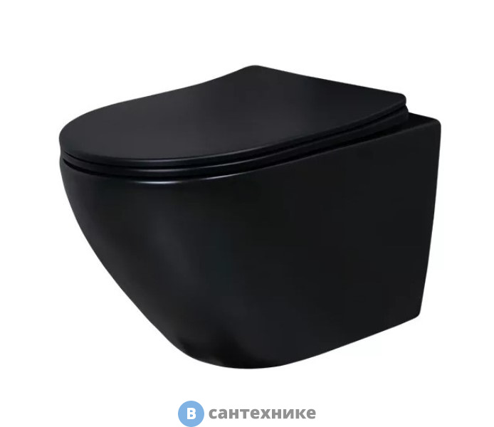 Унитаз подвесной GID-ceramic Bm2198 чёрный матовый (490х370х370)