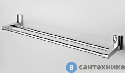картинка Штанга для полотенец WasserKRAFT Leine K-5040 двойная металл, хромоникелевое покрытие