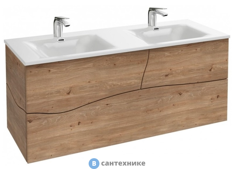Тумба под раковину Jacob Delafon Sherwood EB1834RU-P13 с системой push-to-open, состаренный дуб, 120 см, 3 ящика