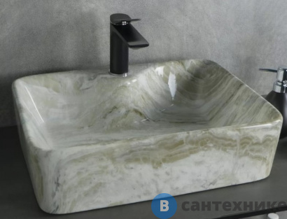 картинка Раковина накладная GID-ceramic Mnc605 под камень глянцевый (480х370х130)