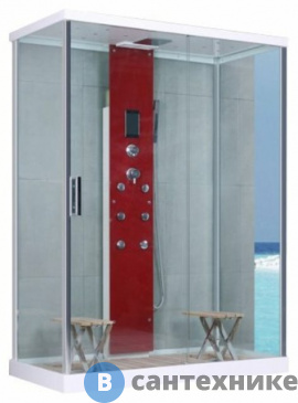 картинка Душевая кабина Wasserfalle W-9908A красная стойка