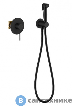 картинка Смеситель Timo Saona 2389/03SM с гигиеническим душем, черный матовый