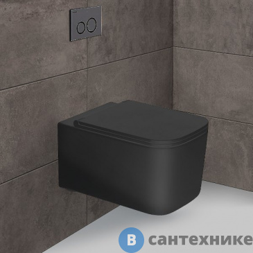 картинка Унитаз подвесной Vincea Ultra VT1-32MB безободковый, матовый черный, ультратонкое soft-close сиденье