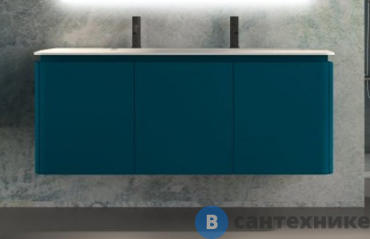 картинка Тумба под раковину Cezares STYLUS подвесная, с шестью выдвижными ящиками 55232 Blu Petrolio, 140x48x55