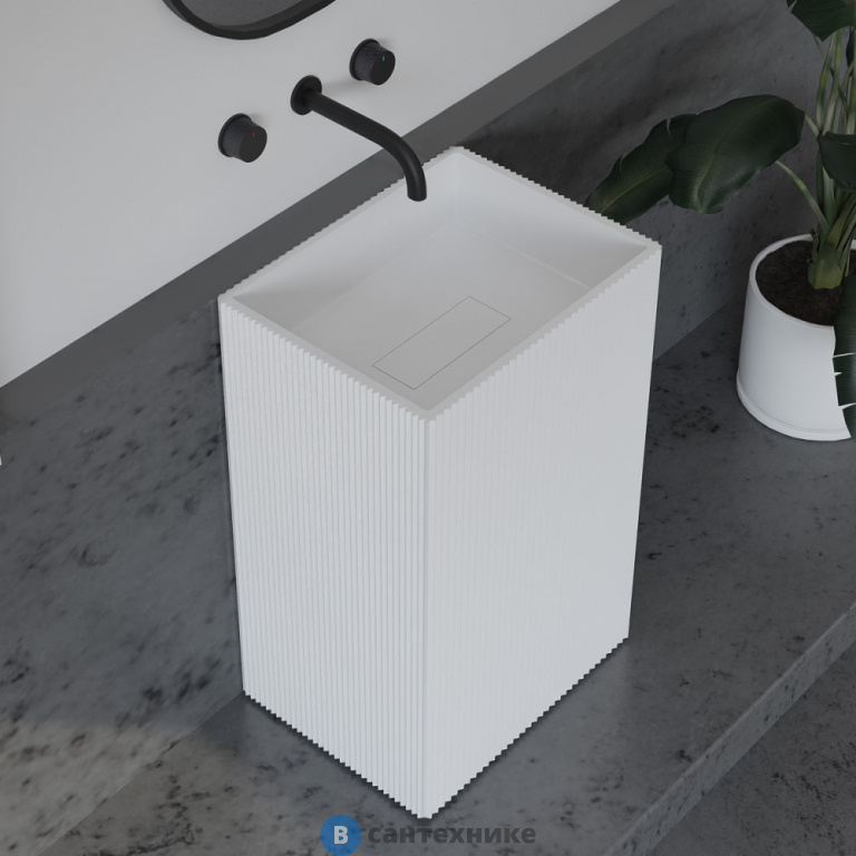 Раковина ABBER Stein AS2503-H отдельностоящая белая матовая