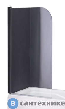 картинка Шторка на ванну Taliente TA-0814CB прозр. стекло 6 мм, чёрный профиль 80*140 см