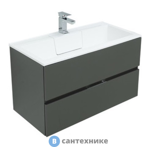 Тумба под раковину Aquanet Алвита 90 серый антрацит (240111)