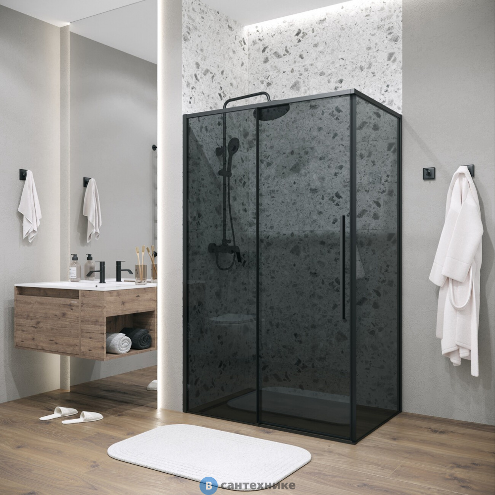 Душевое ограждение Grossman Galaxy (120х100х195) раздвижная, черный матовый, стекло тонированное (120.K33.01.1210.21.10)