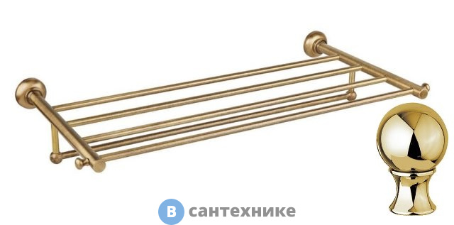 Полка Cezares APHRODITE-TD08-03/24 для полотенец, золото 24 карат