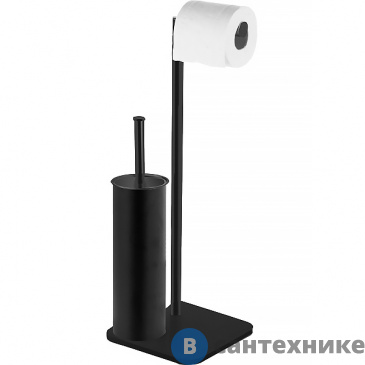 картинка Стойка AZARIO ALTRE напольная с бумагодержателем и ёршиком, чёрная матовая (AZ-421B)