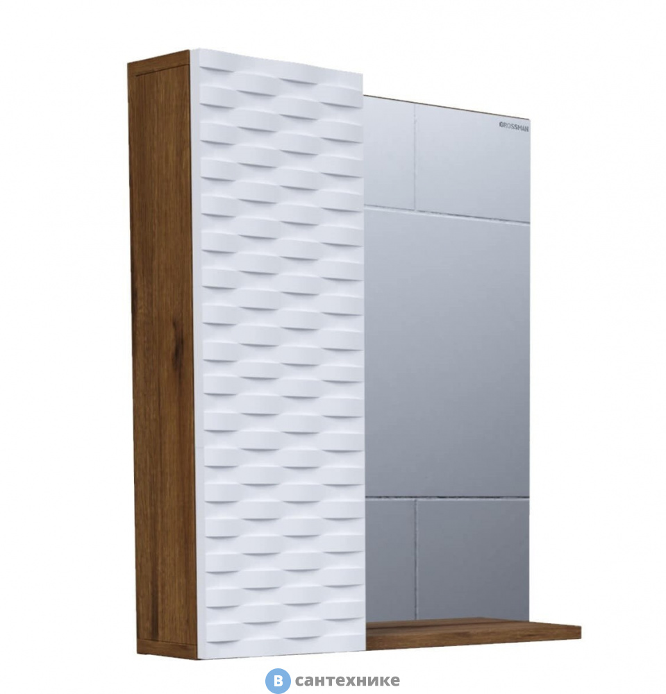 Шкаф-зеркало Grossman АЛЬБА-65 см Лев. веллингтон/белый (206501)