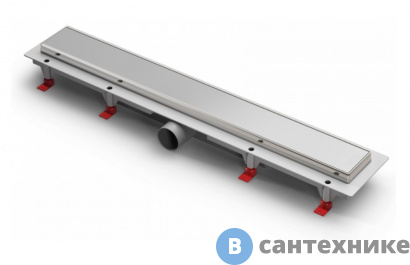 картинка Водоотводящий пластиковый желоб AZARIO D40 (боковой слив) c рамкой из нерж. стали, с решеткой Klasik 650 мм (AZ-CH 650 KN)