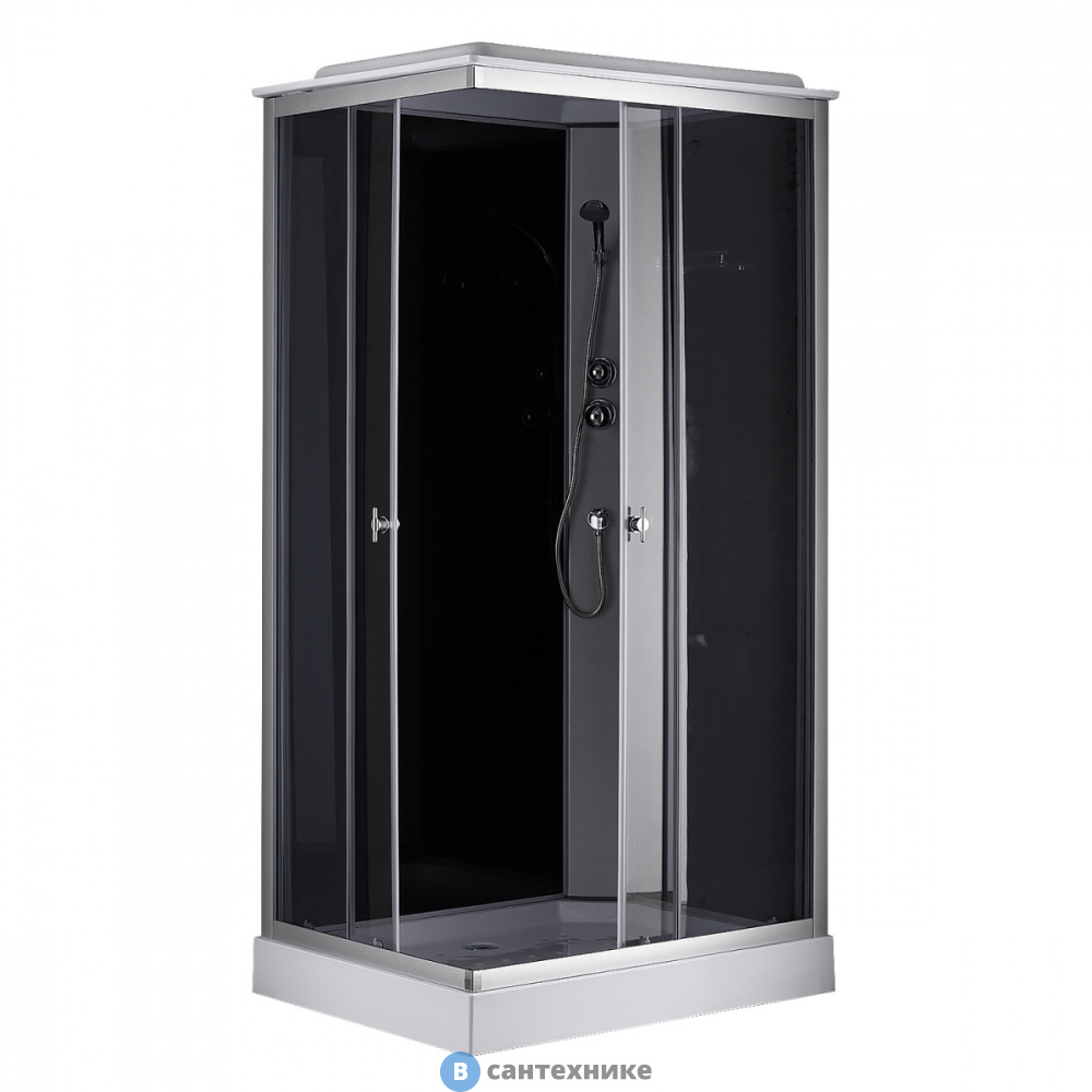 Душевая кабина Loranto CS-5180-13R G, 100*80*215 низкая, серая, прямоугольная, стекло 4 мм, поддон 13 см