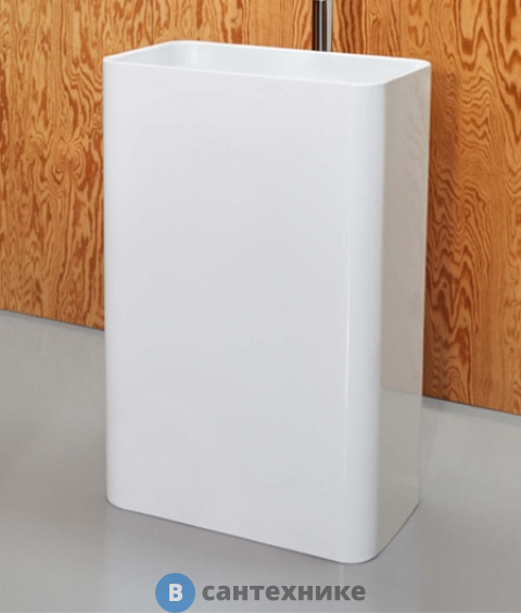 Раковина BETTE Art Monolith свободностоящая 60х40хн90 см, без отв. под смес, c переливом,. с бел крышкой,  белый (A183-000)