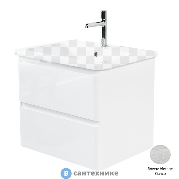 Тумба под раковину BelBagno ALBANO-CER подвесная с двумя выкатными ящиками, Rovere Vintage Bianco, 570x444x500 (ALBANO-CER-600-2C-SO-RVB)