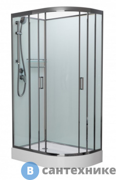 картинка Душевая кабина Frank F412L М Brilliant левосторонняя низкий поддон б/к (без крыши) матовое стекло