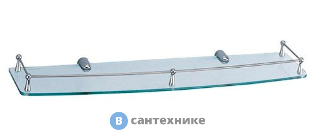 Полка WasserKRAFT K-555 стеклянная металл, хромоникелевое покрытие, закаленное стекло