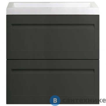 картинка Тумба под раковину Art & MAX PLATINO AM-Platino-580-2C-SO-GM подвесная с двумя выкатными ящиками, серый матовый