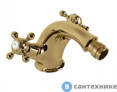 картинка Смеситель Cezares GOLF-BS1-02 на биде с донным клапаном бронза, ручки бронза