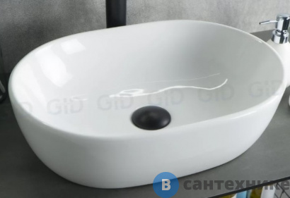картинка Раковина накладная GID-ceramic N9026b белый (480х350х135)