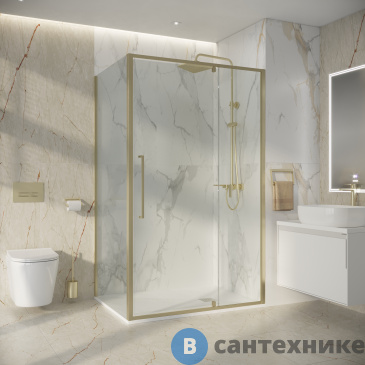 картинка Душевое ограждение Niagara Nova NG-45-12ASG-A90SG-34 (120х90х195) прямоугольник, распашная, золото сатин, стекло прозрачное