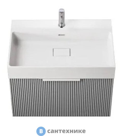 Тумба под раковину Cezares PREMIUM подвесная с выдвижным ящиком и внутренним ящиком, 55434 Plisse Grigio nuvola, 50x44x43