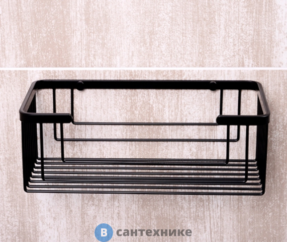 Полка WasserKRAFT K-711 Black металлическая прямая нержавеющая сталь AISI 304, покрытие Soft-touch