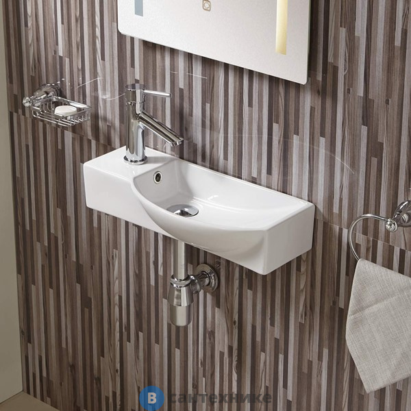 Раковина WELTWASSER AISBACH 7945 GL-WT L подвесная (глянцевая белая) 450х240х125 мм