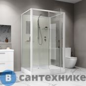 Душевая кабина Niagara Standart ST100/80/15Q/BK (100х80х200) прямоугольник, поддон 15 см, распашная, проф. белый, без крыши