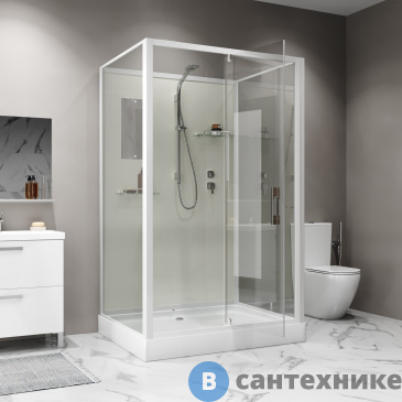 картинка Душевая кабина Niagara Standart ST100/80/15Q/BK (100х80х200) прямоугольник, поддон 15 см, распашная, проф. белый, без крыши