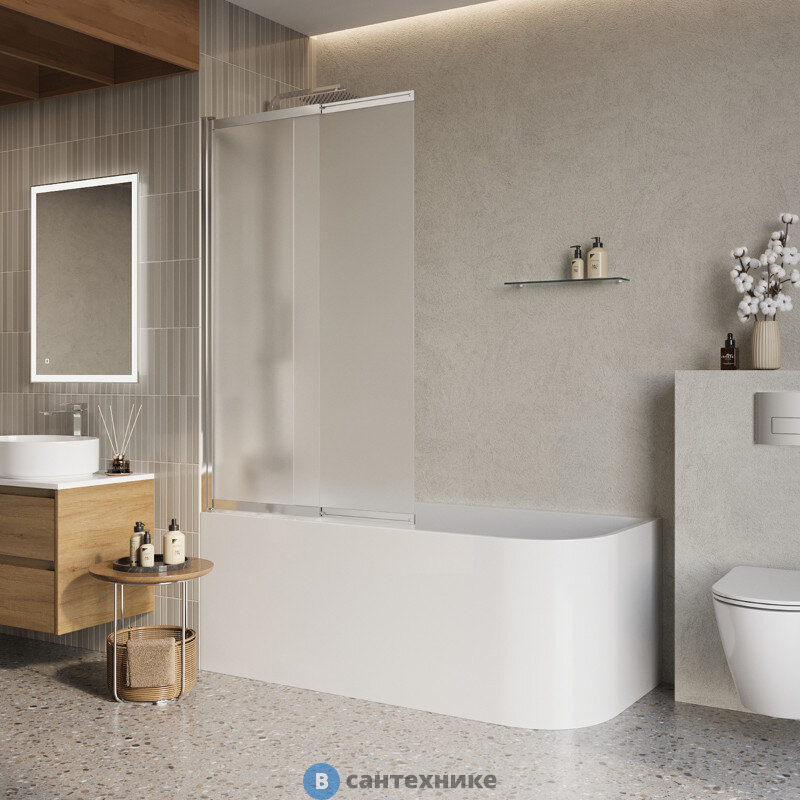 Душевая шторка BelBagno LUCE-VF-11-90/145-P-Cr на ванну