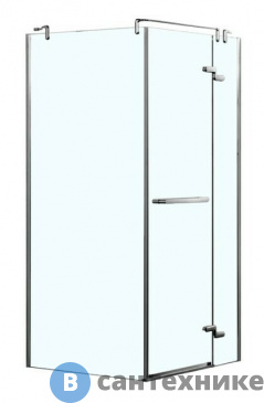 картинка Душевое ограждение AZARIO MONTREAL 900*900*2000 без поддона, со стеклян полкой (распаш дверь) стекло проз 8 мм. профиль серебро (AZ-NWG1231-R)
