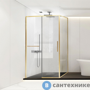 картинка Душевой уголок Vincea Slim Soft VSR-1SS9013CLG, 1300*900, брашированное золото, стекло прозрачное, без поддона