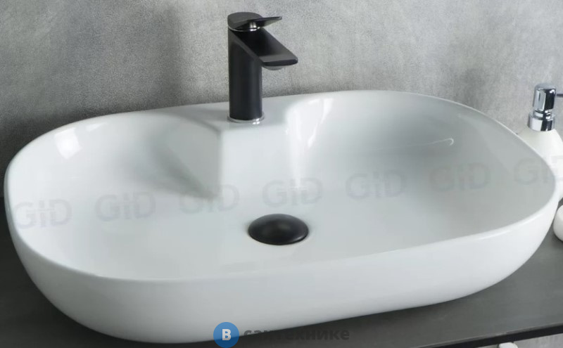 Раковина накладная GID-ceramic N9446b белый (610х420х125)