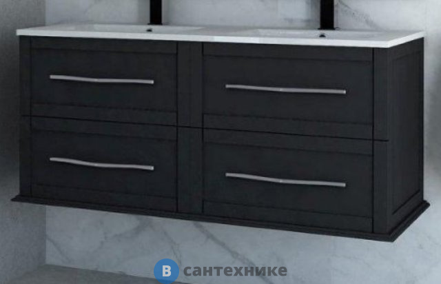 Тумба под раковину Cezares TIFFANY 54955 с 4-мя выдвижными ящиками Nero grafite, 120x46x55