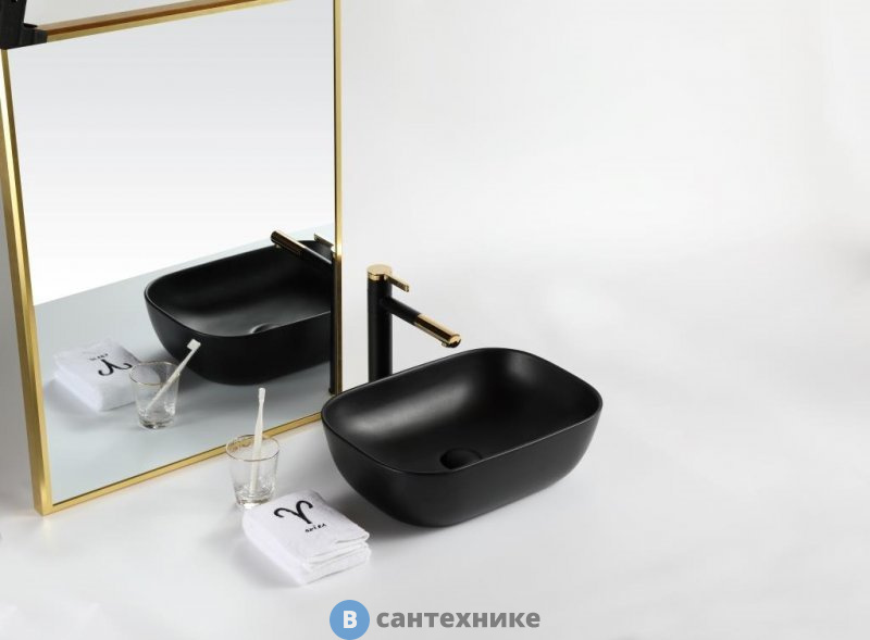 Раковина BelBagno BB1302-H301 накладная керамическая, прямоугольная, чёрная матовая 500x400x140