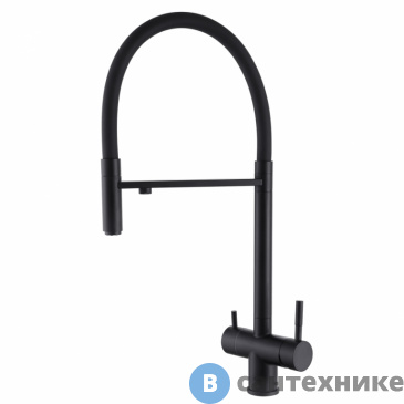 картинка Смеситель ABBER Wasser Kreis AF81141B для кухни с подключением фильтра и выдвижной лейкой, черный матовый