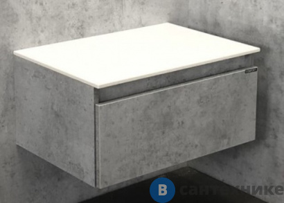 картинка Тумба Comforty Осло-60 бетон светлый с белой столешницей, подвесная